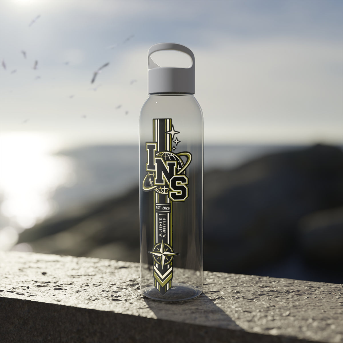INS Arrow Crest Tritan Water Bottle | Clear 650ml Streetwear Bottle
