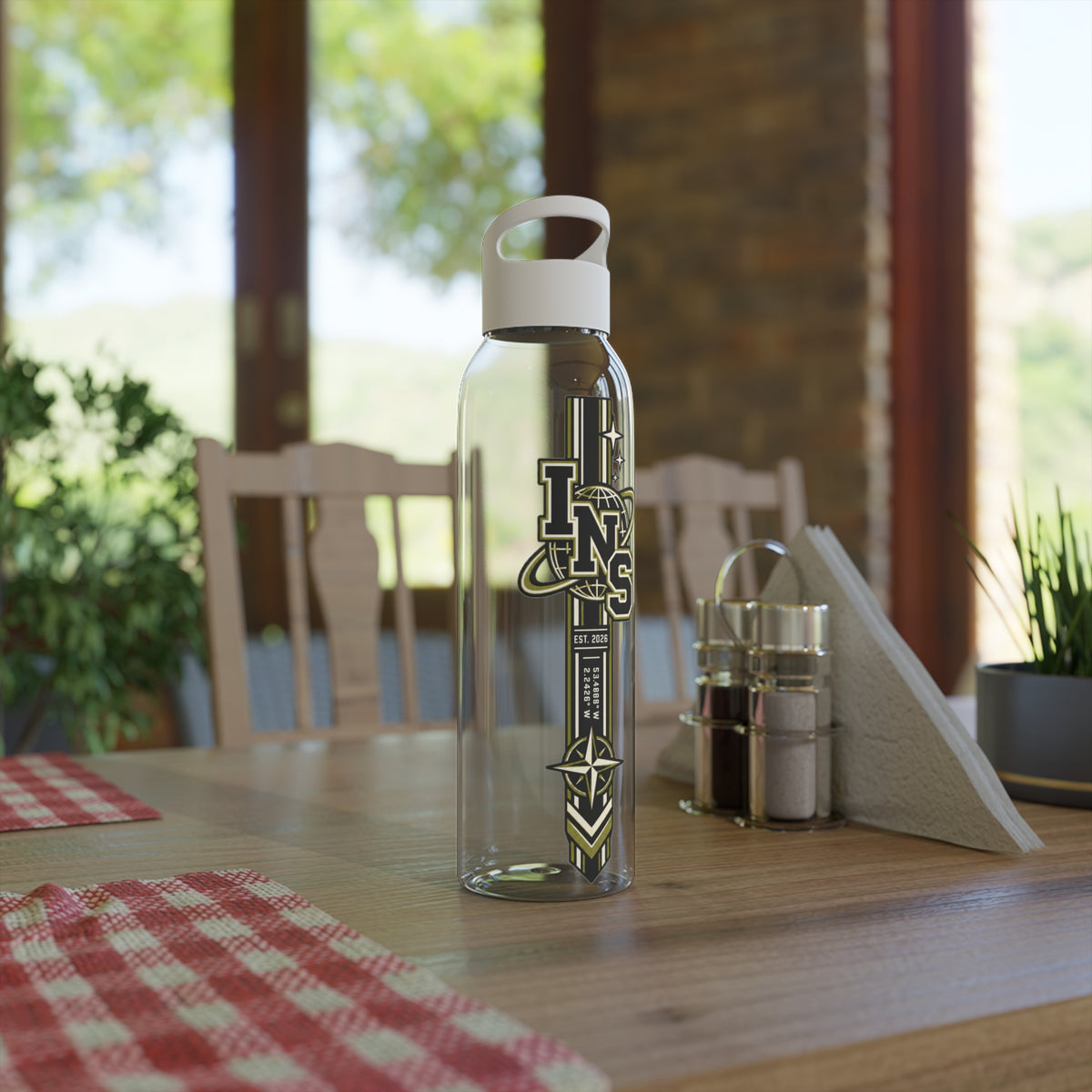 INS Arrow Crest Tritan Water Bottle | Clear 650ml Streetwear Bottle