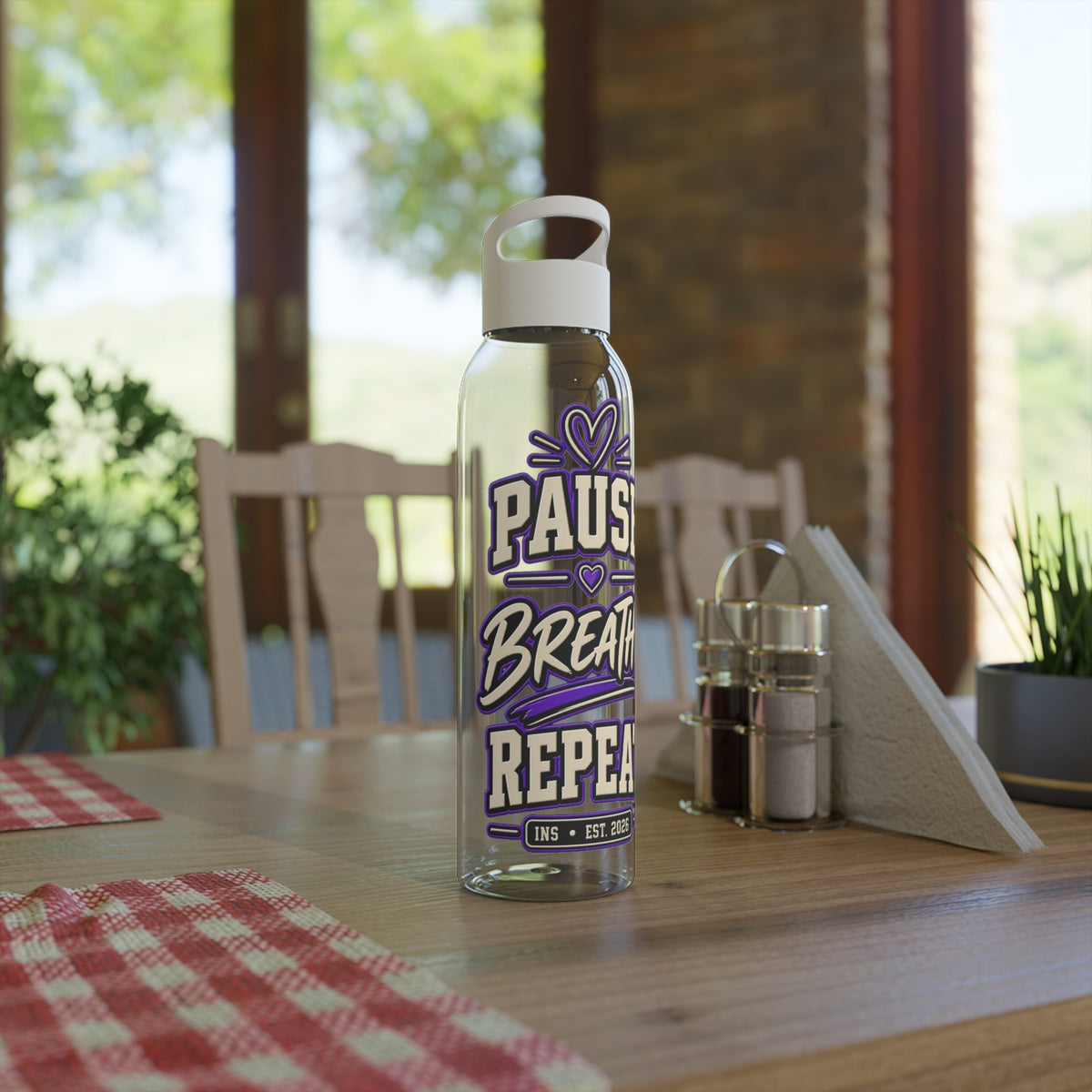 INS Pause Breathe Repeat Tritan Water Bottle | Clear 650ml Bottle