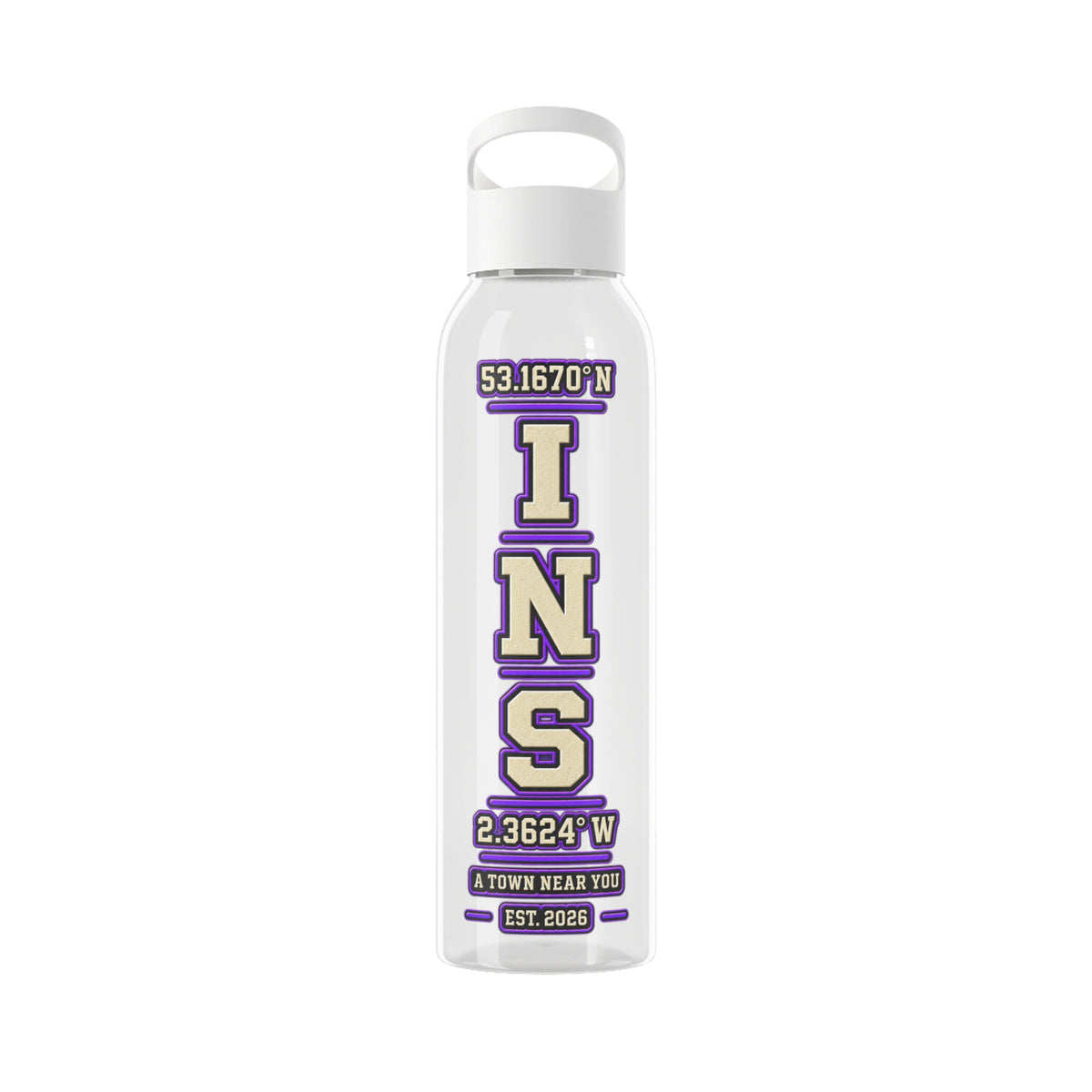 INS Coordinates Tritan Water Bottle | Clear 650ml Streetwear Bottle