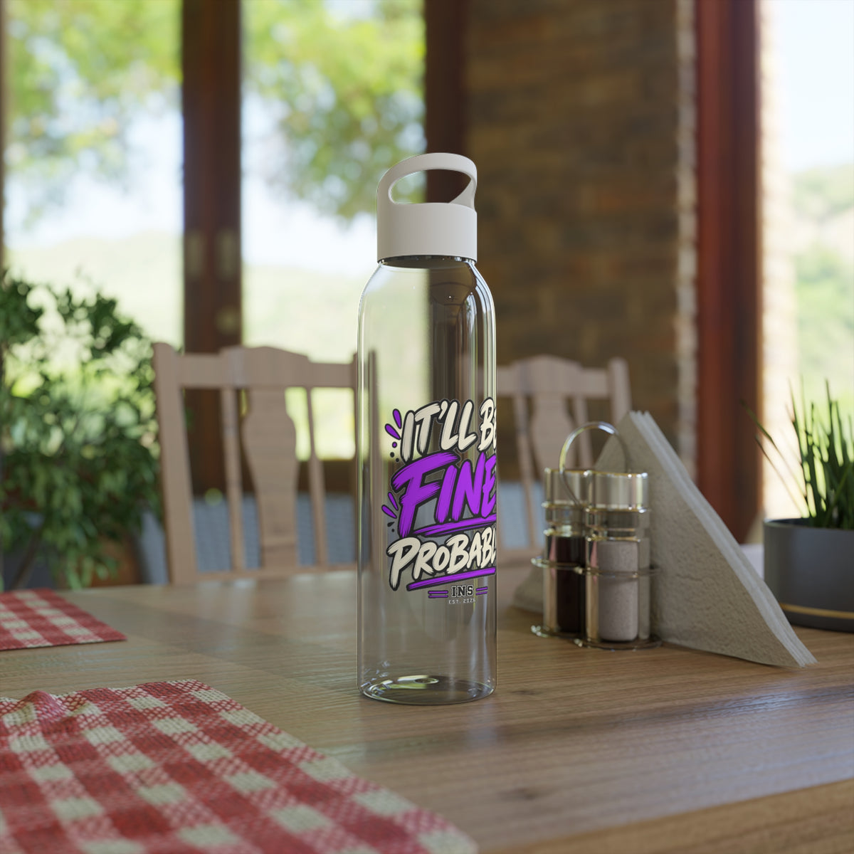 INS It’ll Be Fine Probably Tritan Water Bottle | Clear 650ml Bottle