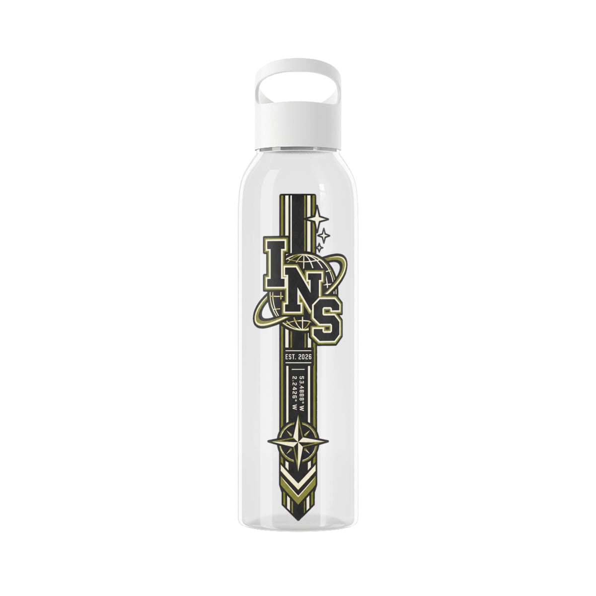 INS Arrow Crest Tritan Water Bottle | Clear 650ml Streetwear Bottle