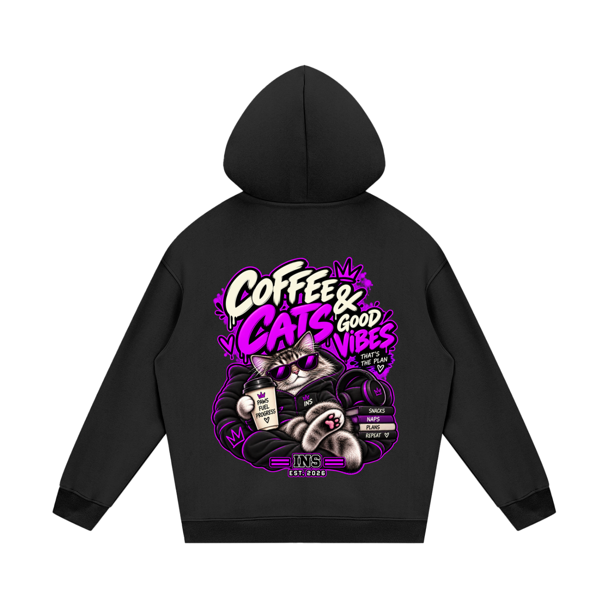 Coffee, Cats & Good Vibes Hoodie