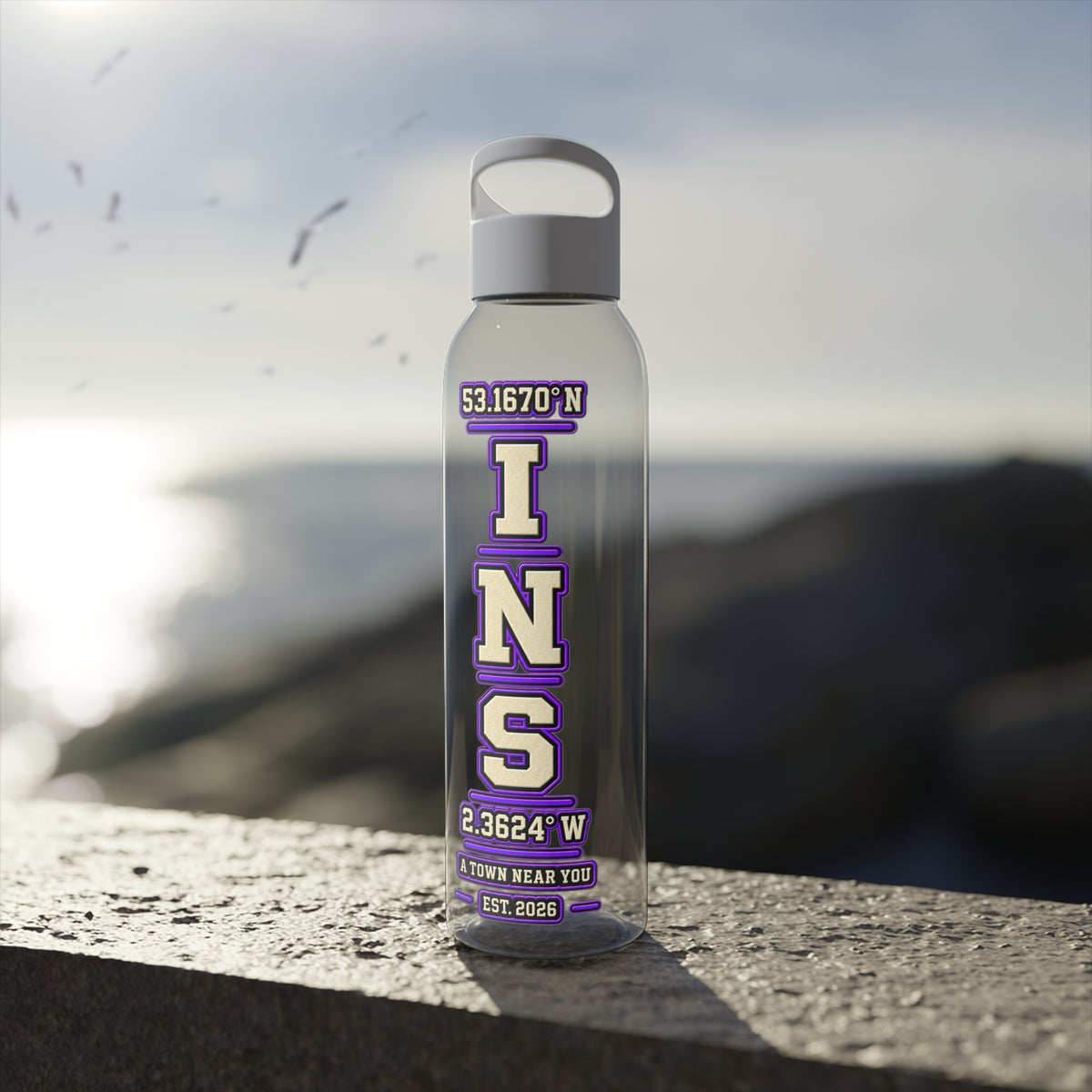 INS Coordinates Tritan Water Bottle | Clear 650ml Streetwear Bottle