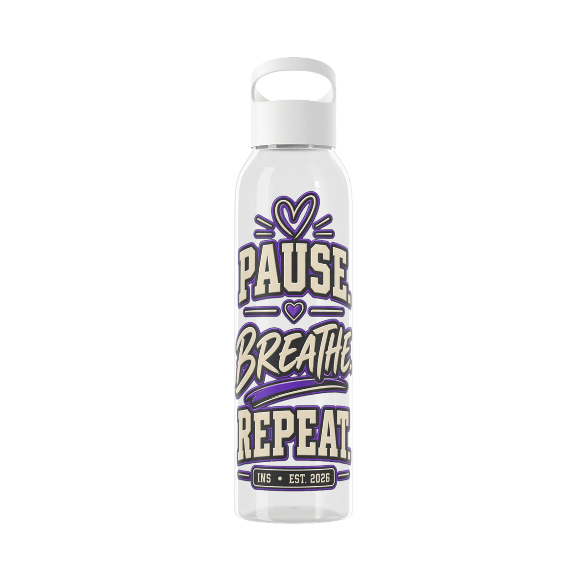 INS Pause Breathe Repeat Tritan Water Bottle | Clear 650ml Bottle